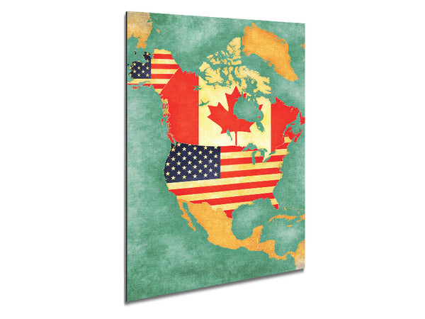Canada And American Map Metal Print