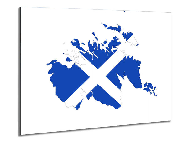 Scottish Flag Over Map 1 Metal Print