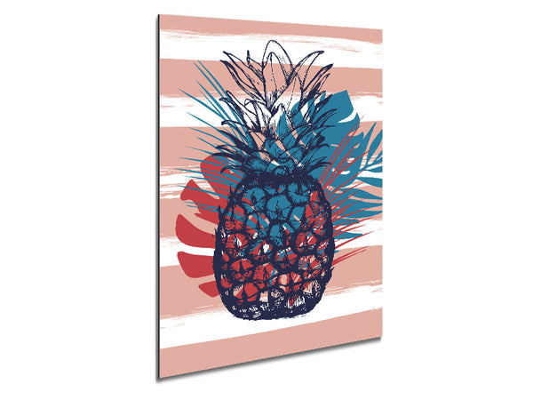 Pop Art Pineapple Palm Leaves Metal Print