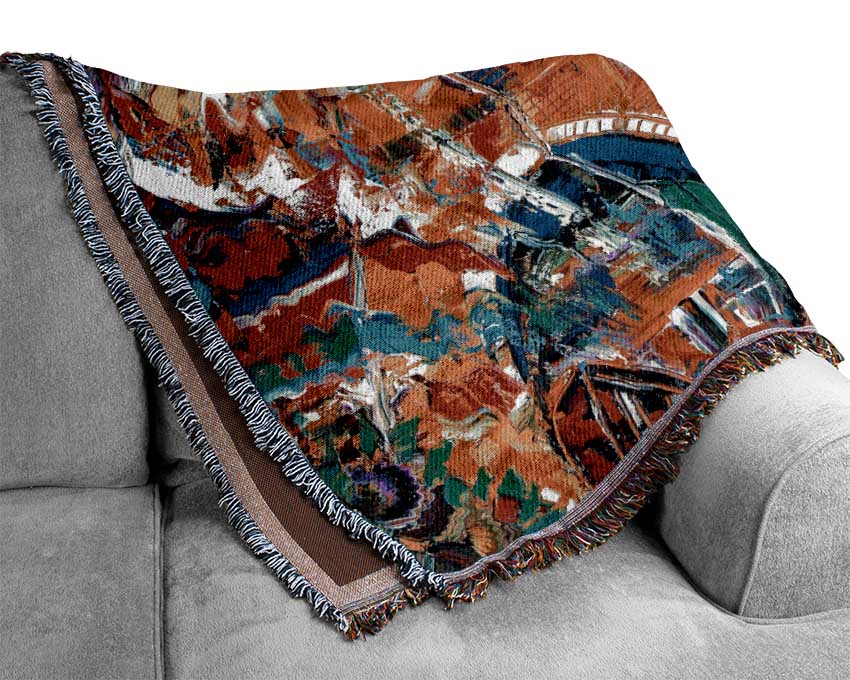 Red Sky City Woven Blanket