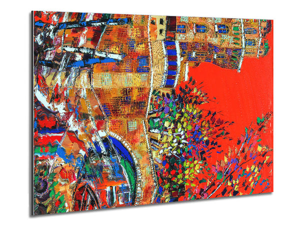 Red Sky City Metal Print