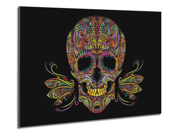 Colourful Mexican Skull Metal Print