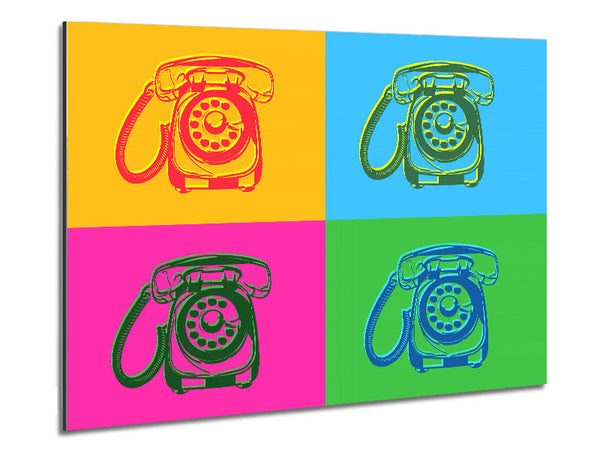 Pop Art Retro Telephones Metal Print
