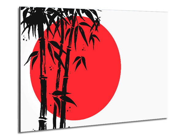 Black Bamboo In The Red Sun Metal Print