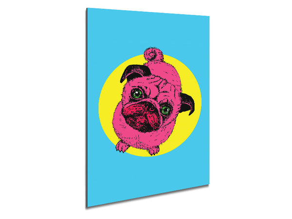 Pug Dog Pink Metal Print