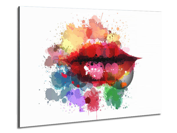 Rainbow Lips Metal Print