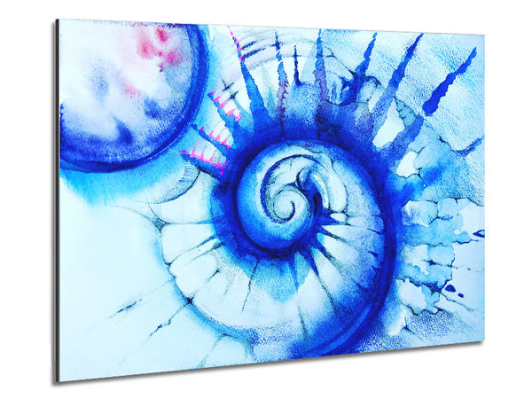 Blue Spiral Shell Metal Print