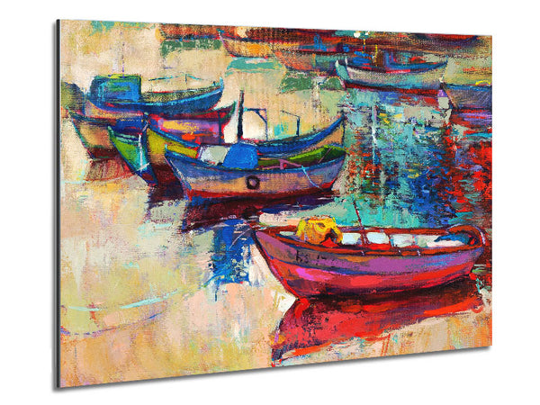 Colourful Boats On The Water Metal Print