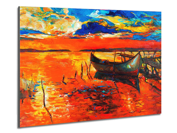 Fire Orange Waters Metal Print