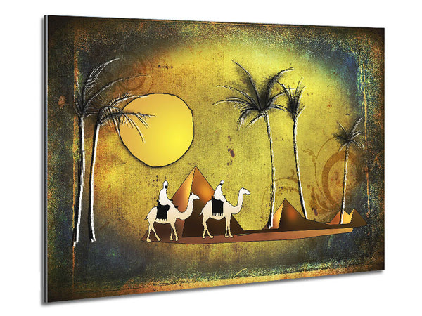 Camel Ride Through The Egyptian Desert Metal Print