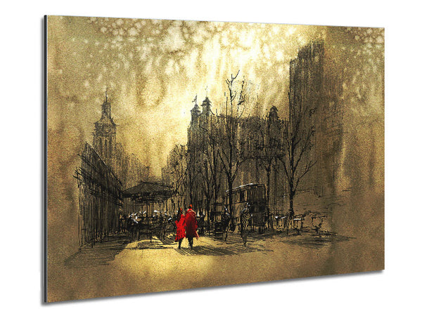 Golden City Walk Metal Print