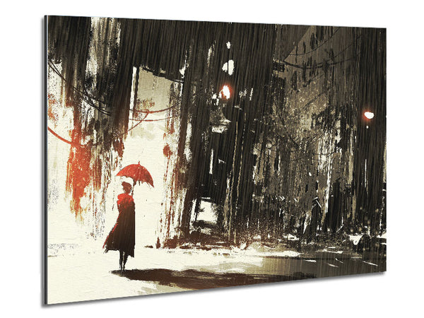 Down Pour in The City Metal Print