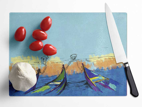 Gondolas In Venice Glass Chopping Board