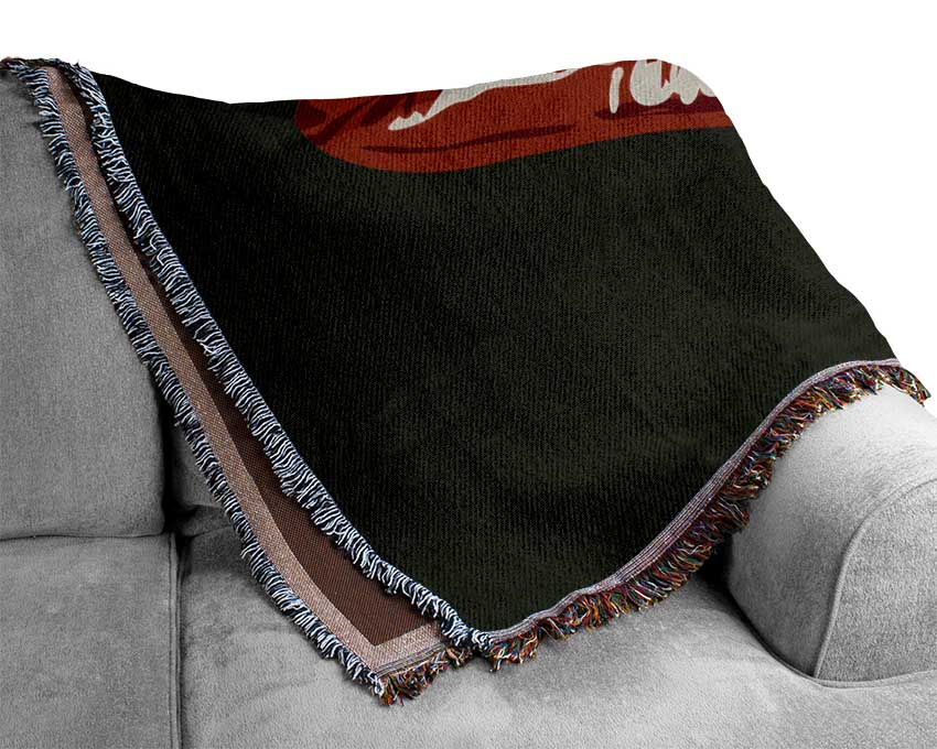 Red Lip Bite Woven Blanket