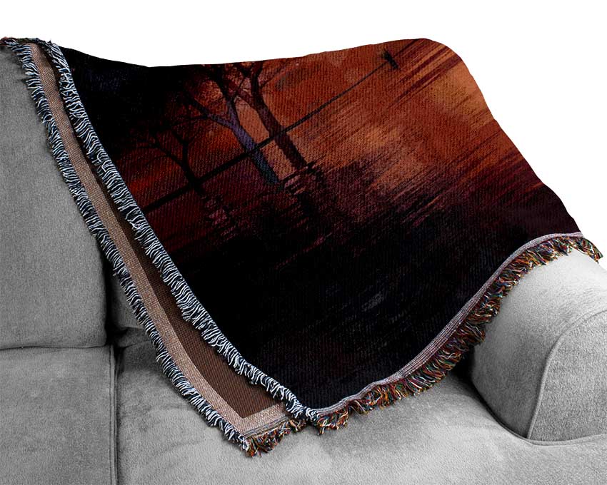 Fire Ocean Sunset Woven Blanket