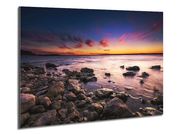 Serene Ocean Rocks Metal Print