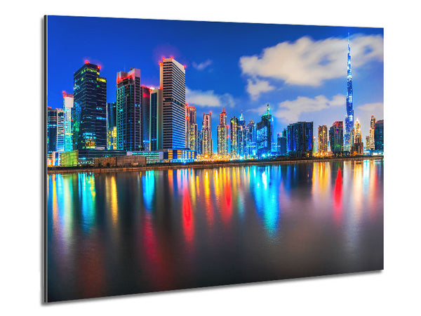 Colourful City At Night Metal Print
