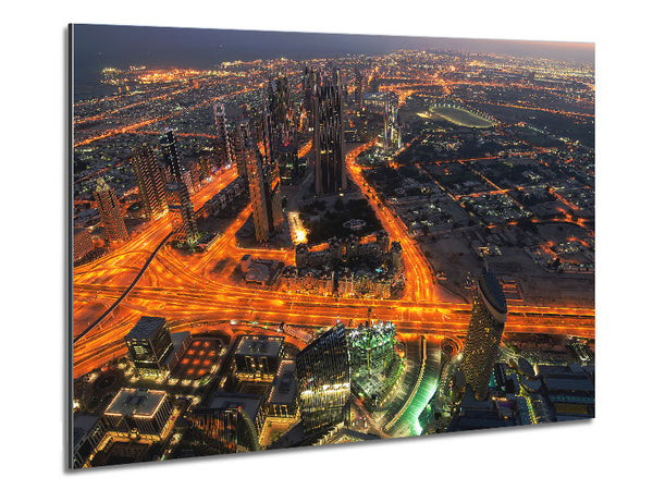 Golden Roads Through The City Metal Print