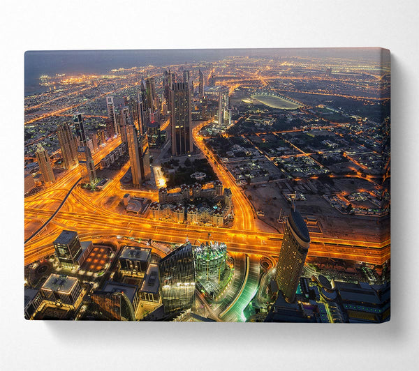  A Canvas Print of Golden Roads Through The City Canvas Print