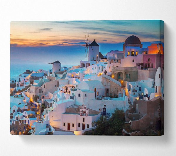  A Canvas Print of Santorini At Sunset Canvas Print