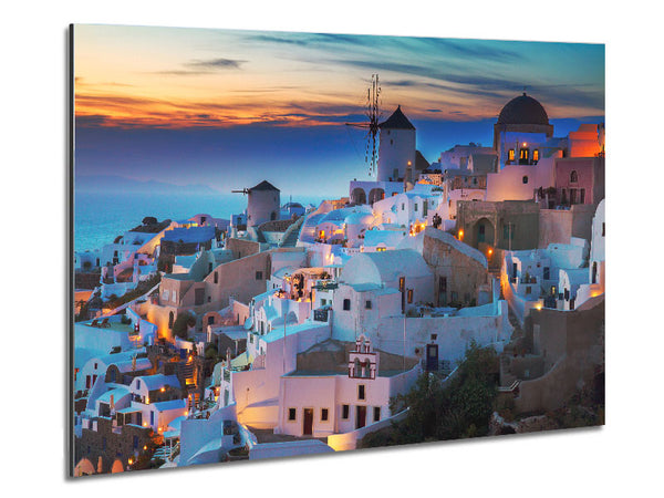 Santorini At Sunset Metal Print