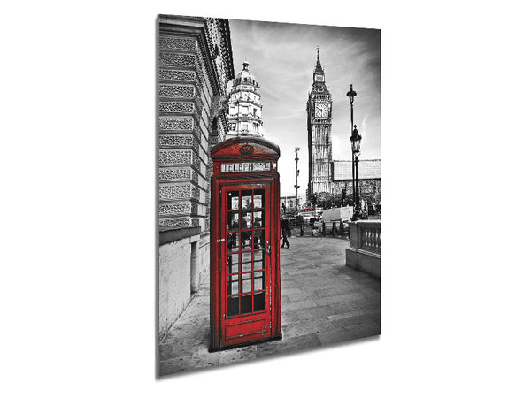 Red Phone Box Near Big Ben Metal Print