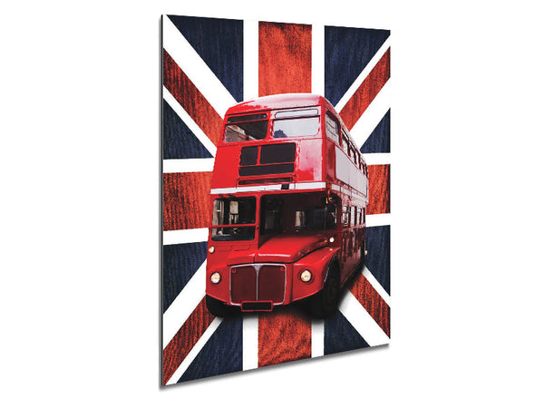 Red Bus On The British Flag Metal Print