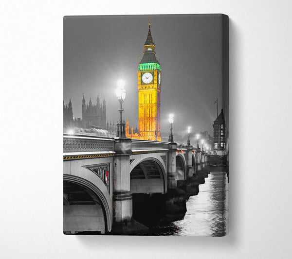  A Canvas Print of Golden Big Ben Over Tower Bridge Canvas Print