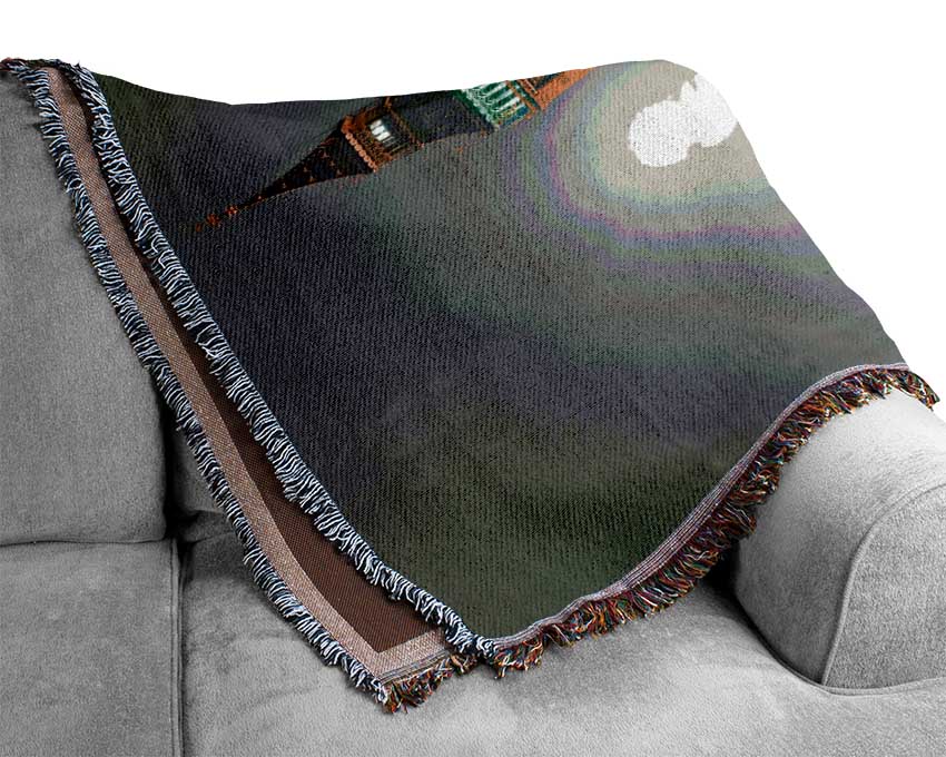Golden Big Ben Over Tower Bridge Woven Blanket
