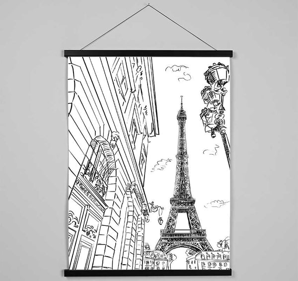 Eiffel Tower Streets 2 Hanging Poster - Wallart-Direct UK