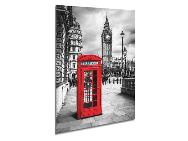Red Phone Box Next To Big Ben Metal Print