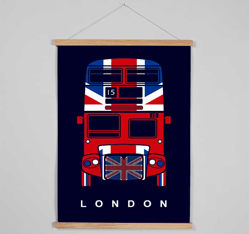 English Flag On A London Red Bus Hanging Poster - Wallart-Direct UK