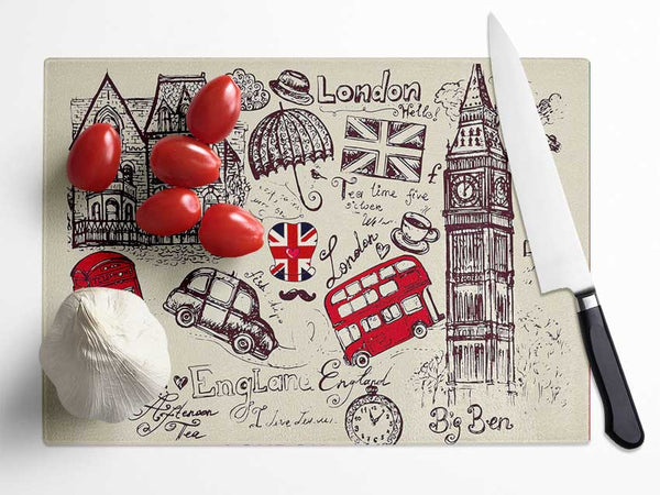 Attractions Of The City 5 Glass Chopping Board