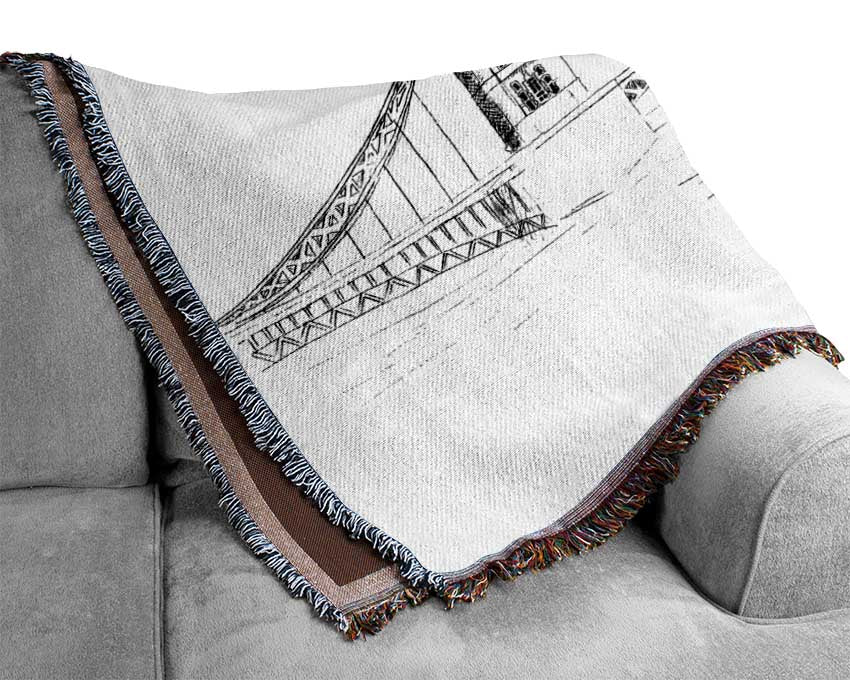 Tower Bridge Outline 4 Woven Blanket