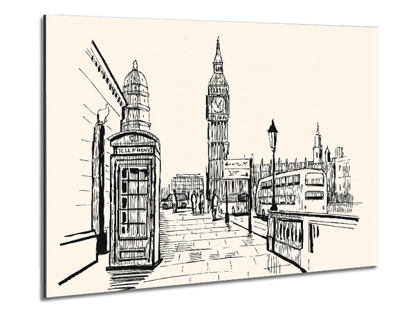 London Street Outline 2 Metal Print