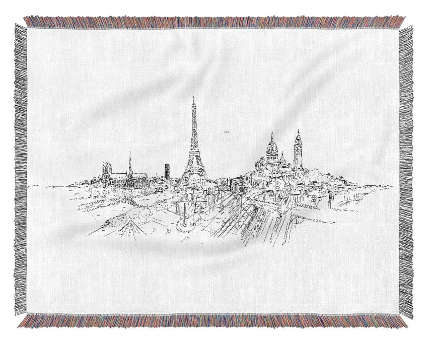 Eiffel Tower Over The City 11 Woven Blanket