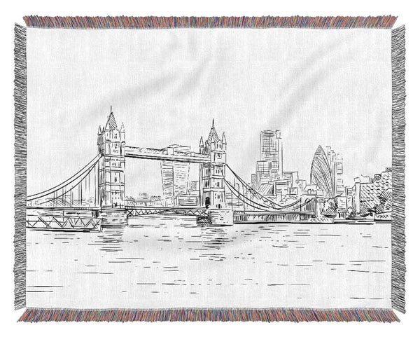 Tower Bridge Outline 1 Woven Blanket