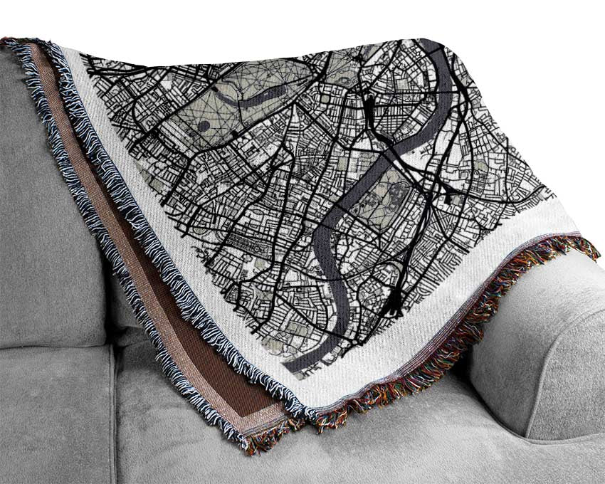 The Map Of London Thames 4 Woven Blanket