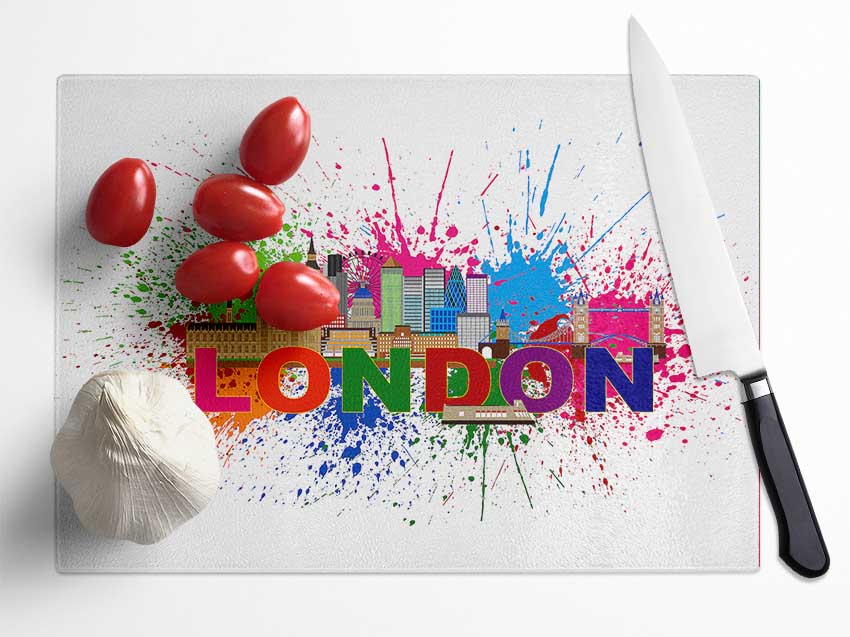 Rainbow London Splash 3 Glass Chopping Board