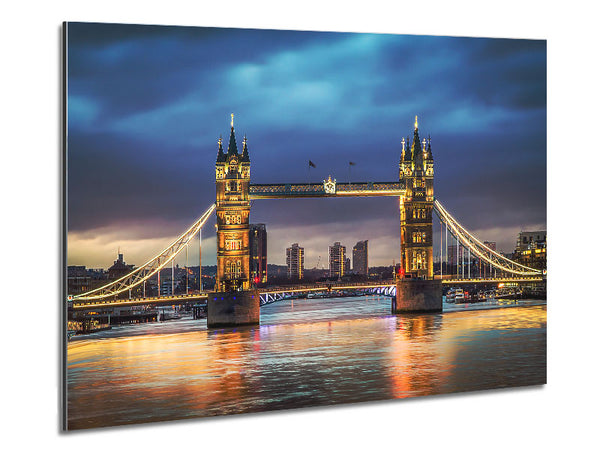 Tower Bridge Night Glow Metal Print