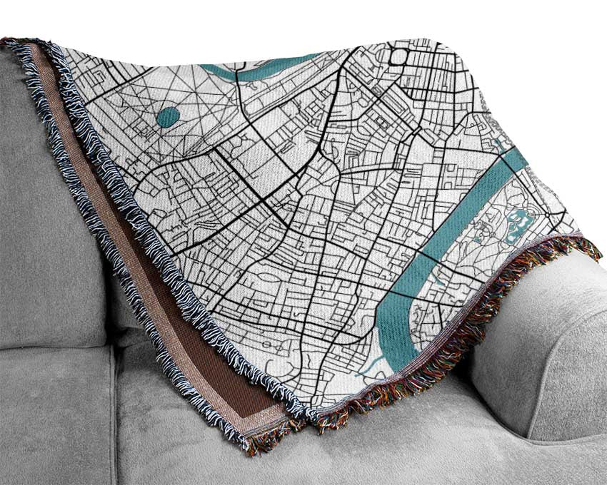 The Map Of London Thames 1 Woven Blanket