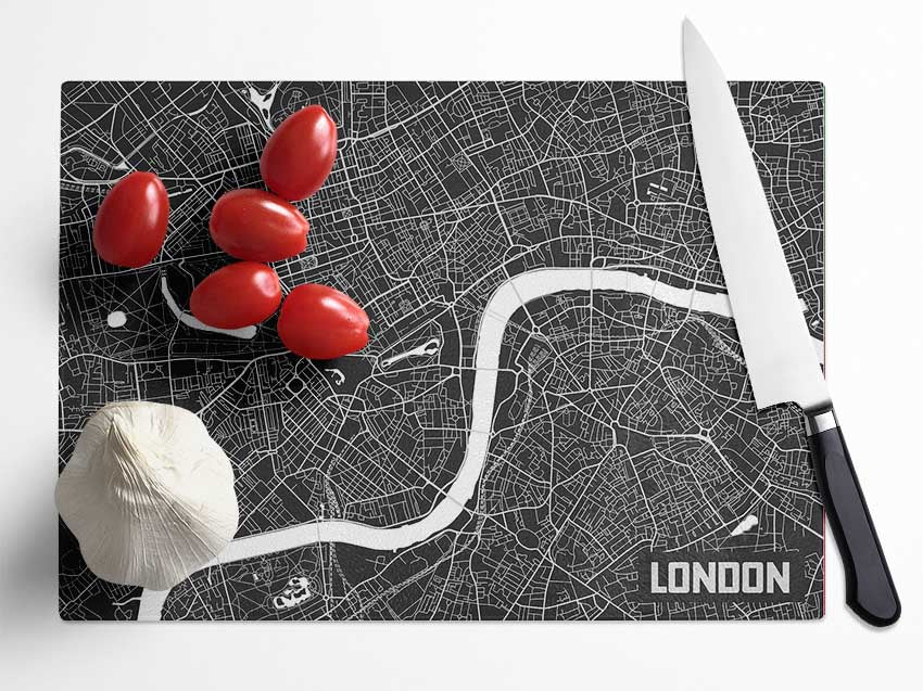 The Map Of London Thames 3 Glass Chopping Board