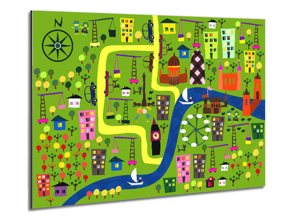 Childs Map Of The City Metal Print