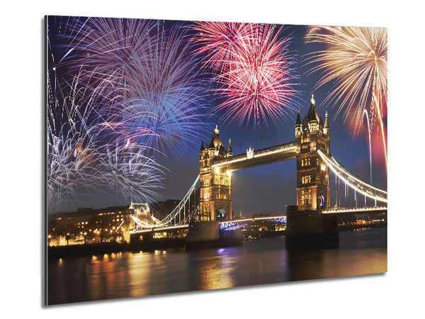 Fireworks Over Tower Bridge Metal Print