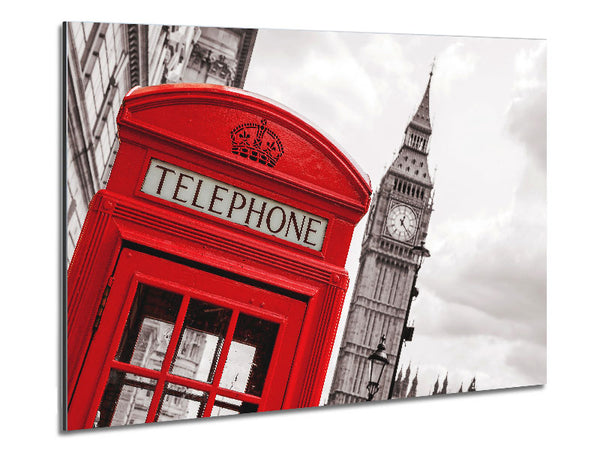 Big Ben Phone Box Metal Print