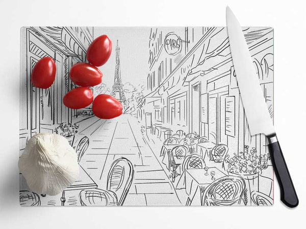 Eiffel Tower Streets 3 Glass Chopping Board