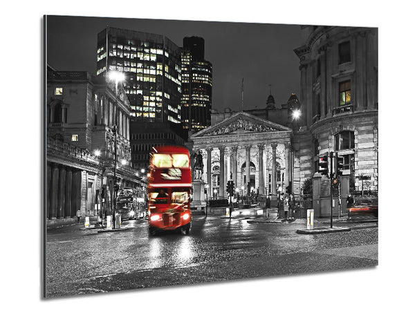 Red Bus In The Heart Of The City Metal Print