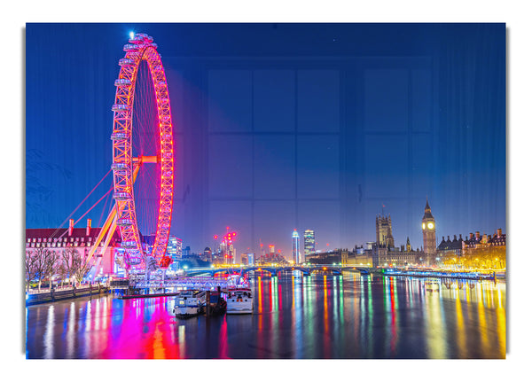 London Eye Rainbow Thames At Night