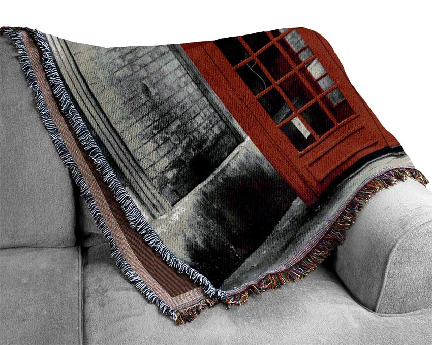 Red Telephone Box LineUp Woven Blanket