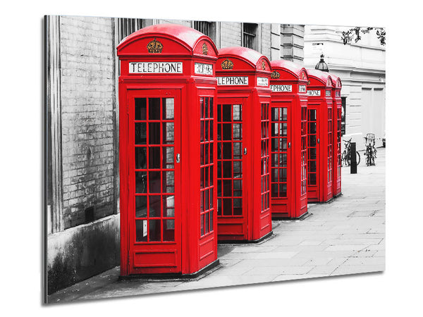 Red Telephone Box LineUp Metal Print